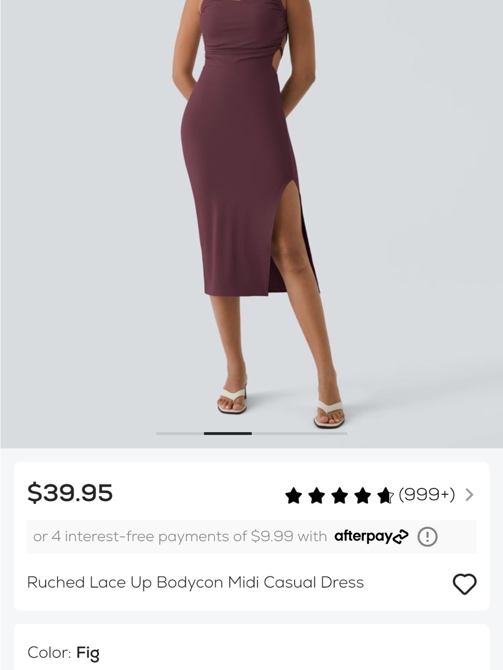 HALARA Fig Ruched Lace-Up Bodycon Midi Dress - Picture 2 of 3